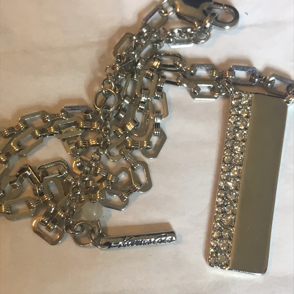 Kenneth Cole silver tone rhinestone necklace
